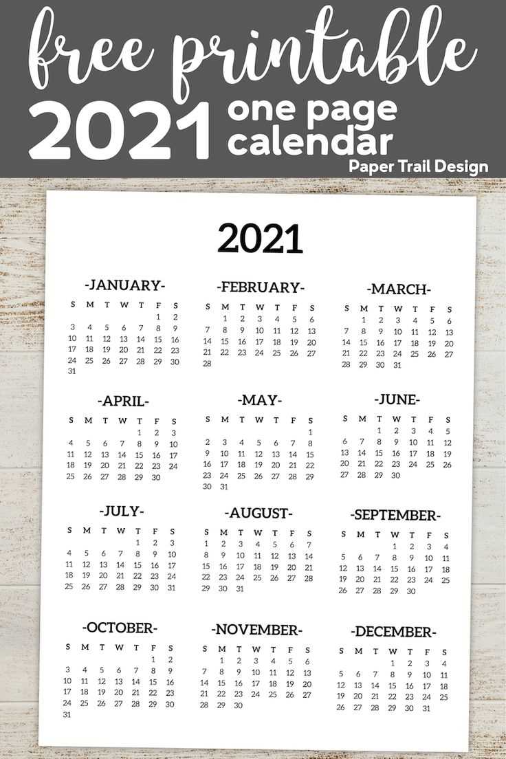 1 page calendar template