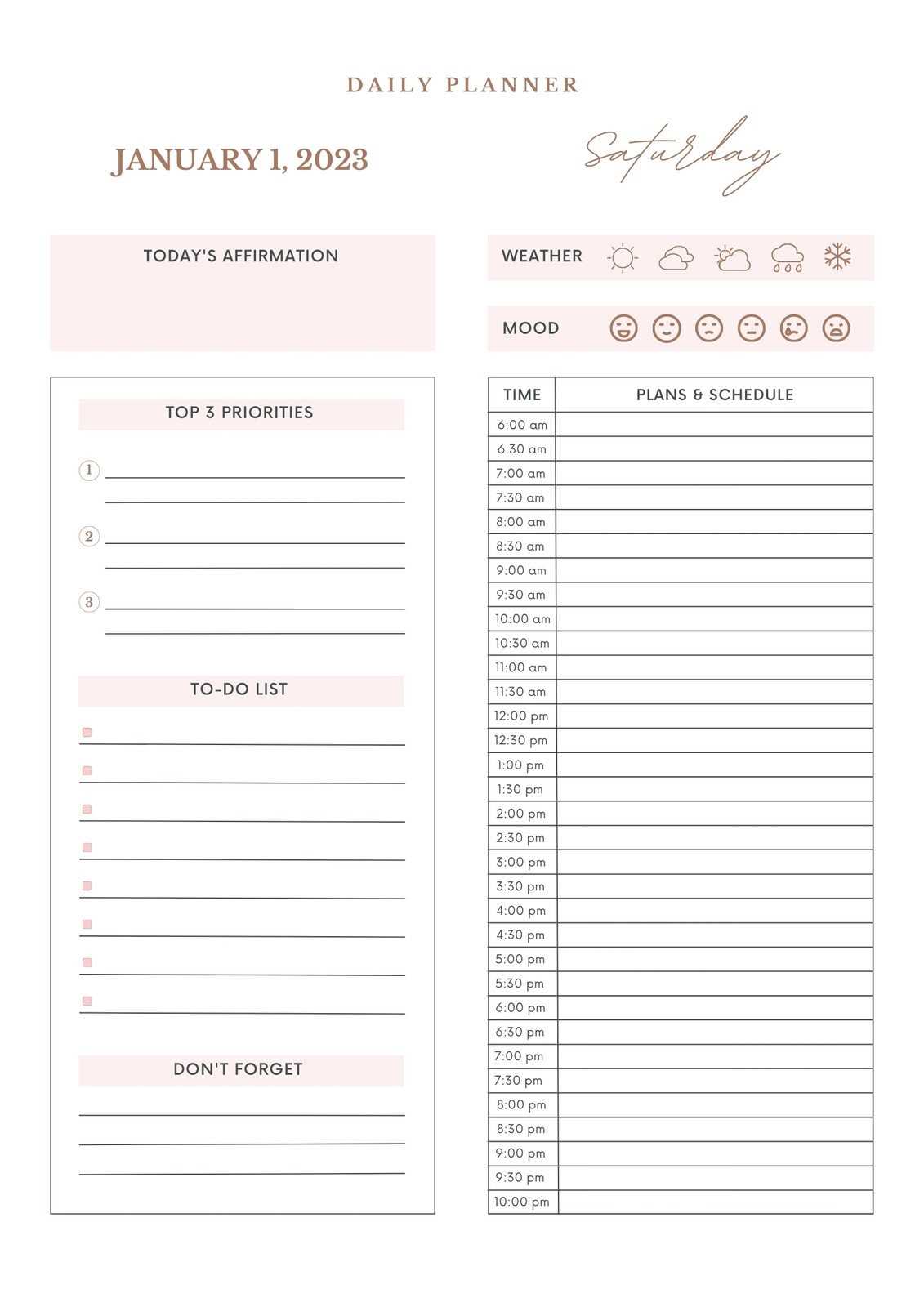 10 day calendar template