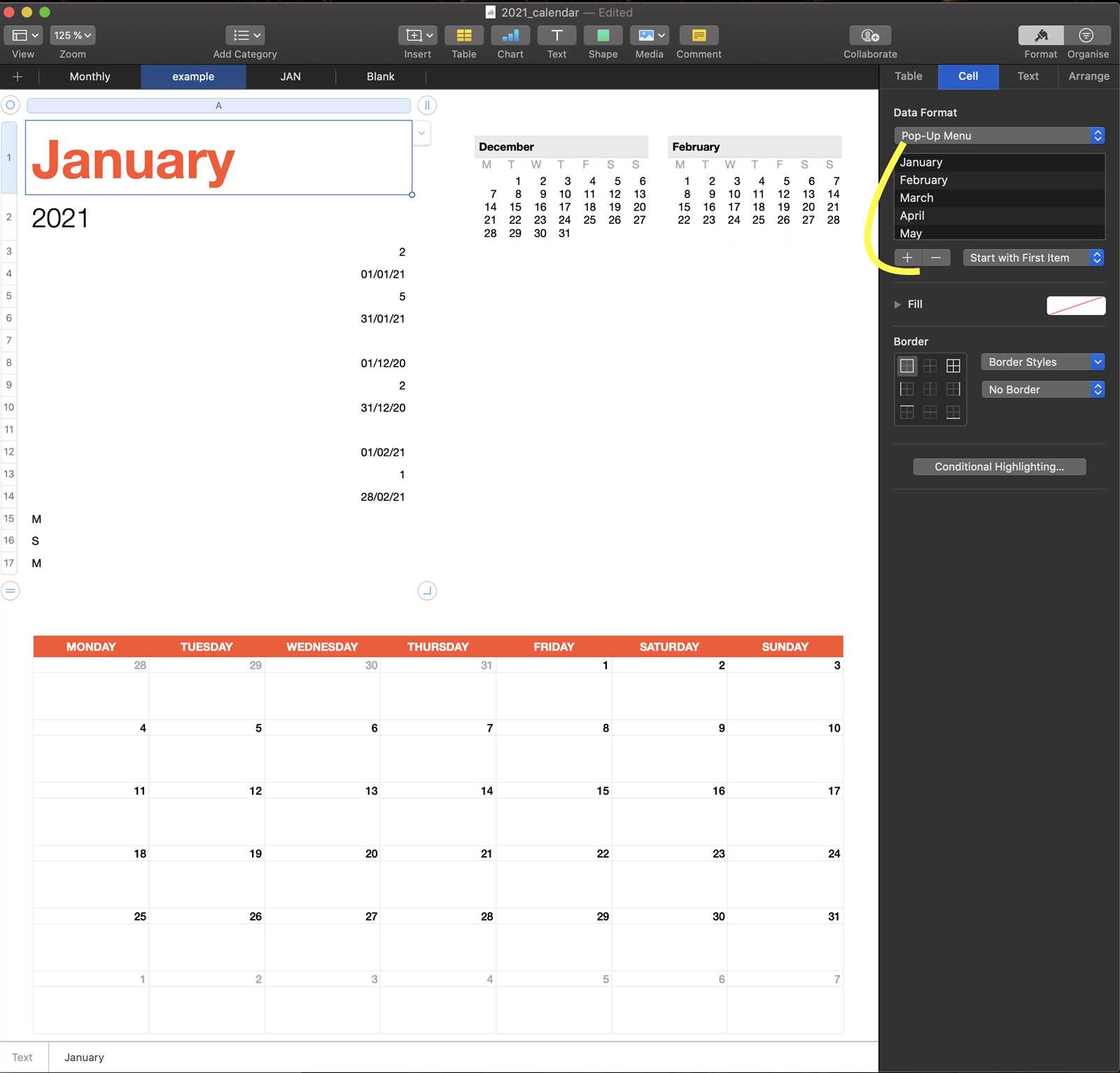 10 month calendar template