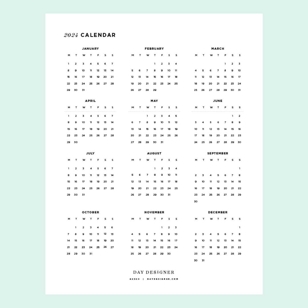 10 year calendar template