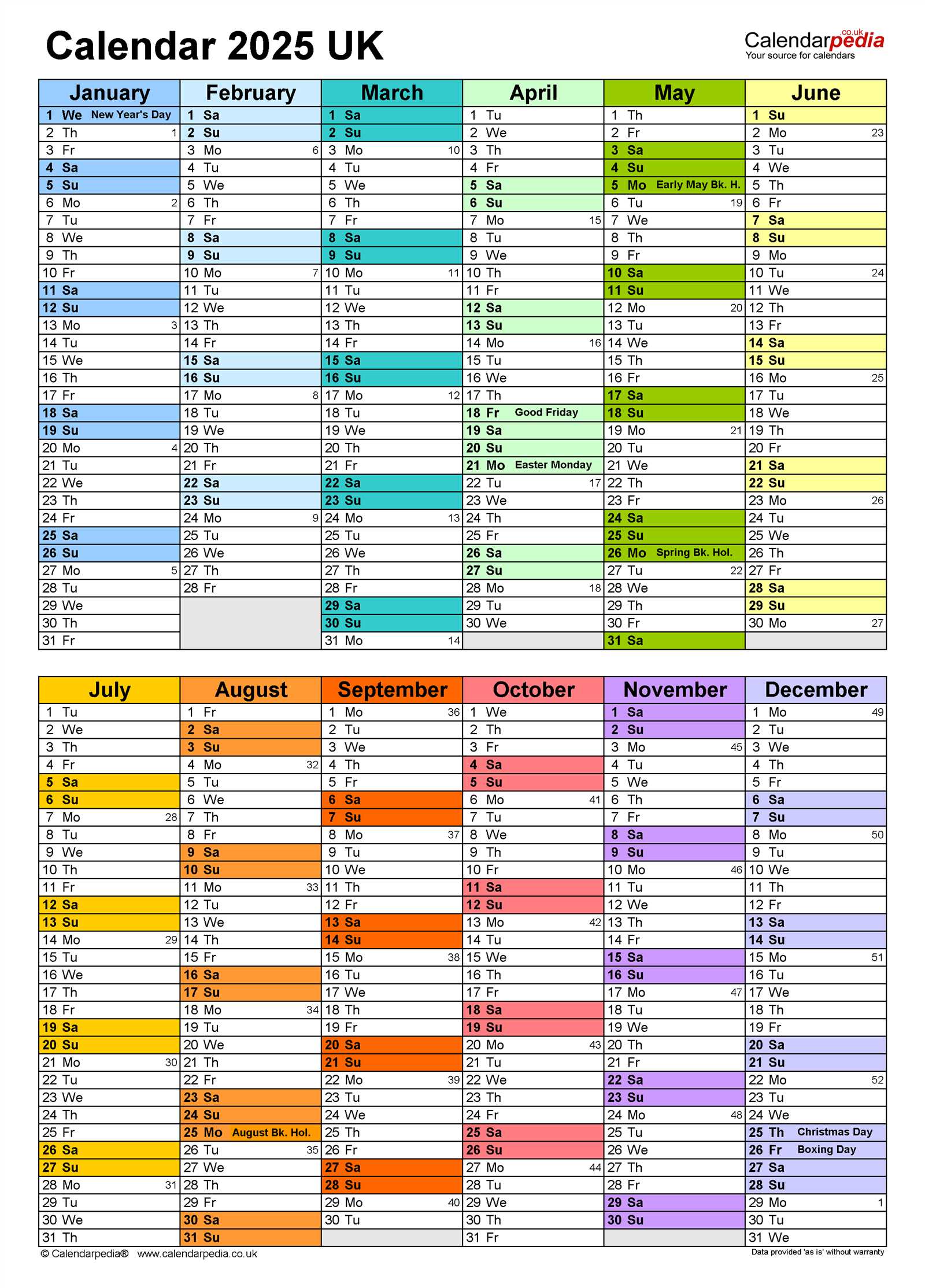 12 month calendar template 2025