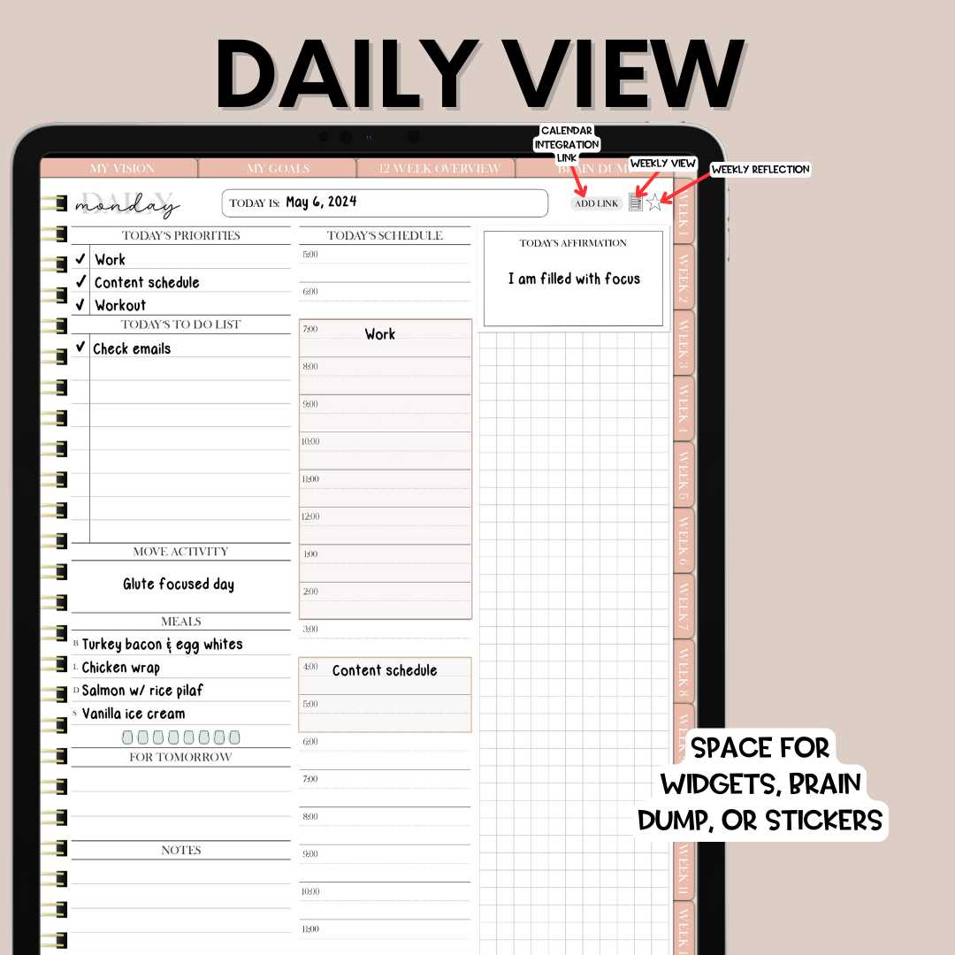 12 week calendar planning template