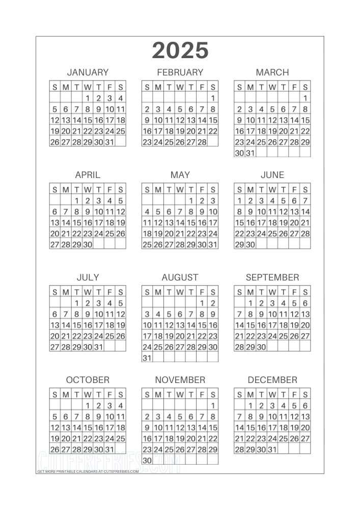 12 month at a glance calendar template