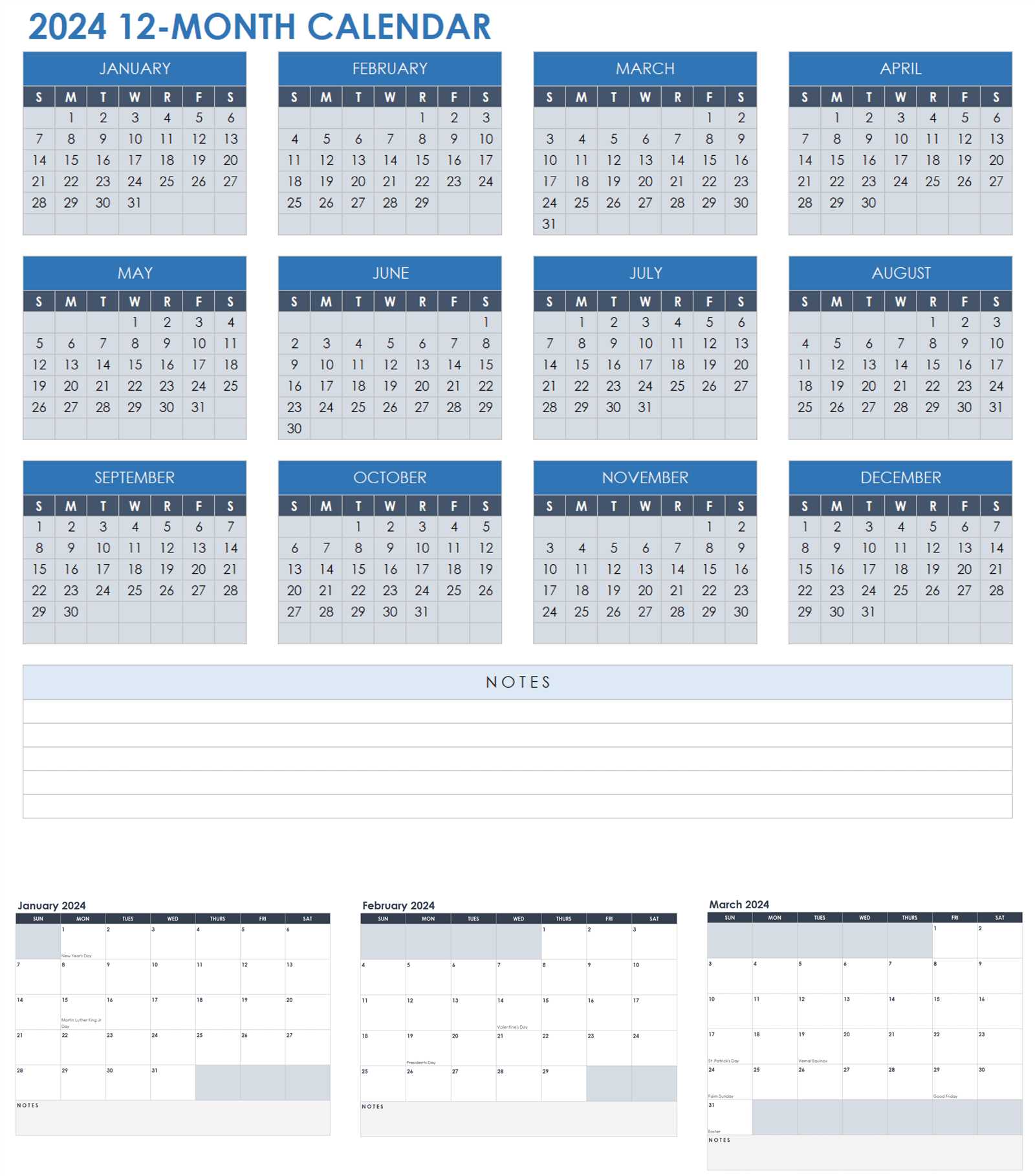 12 month at a glance calendar template