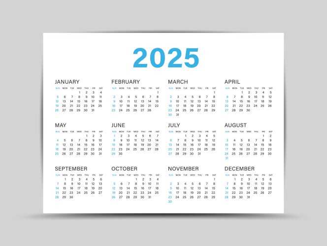 12 month calendar template 2025