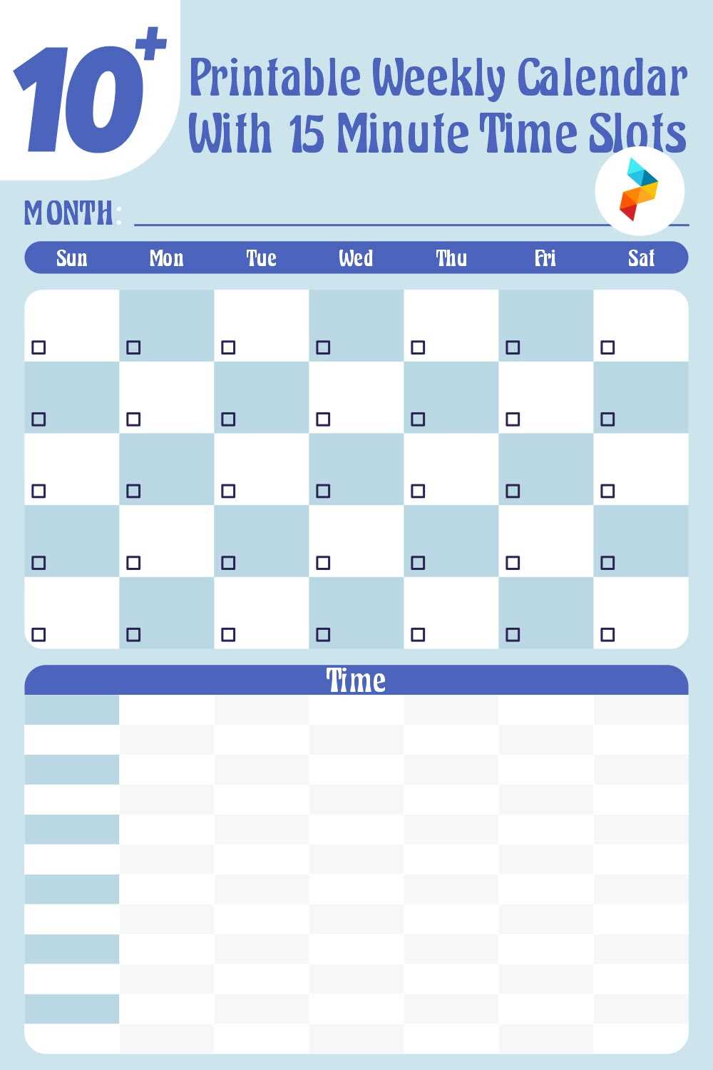 15 minute calendar template