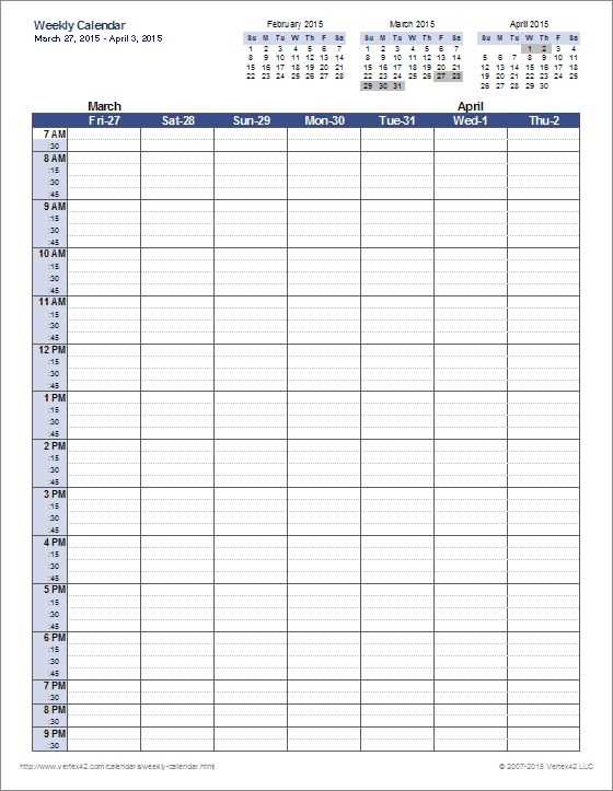 15 day calendar template