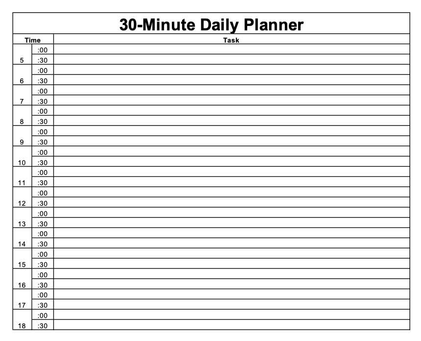 15 minute appointment calendar template