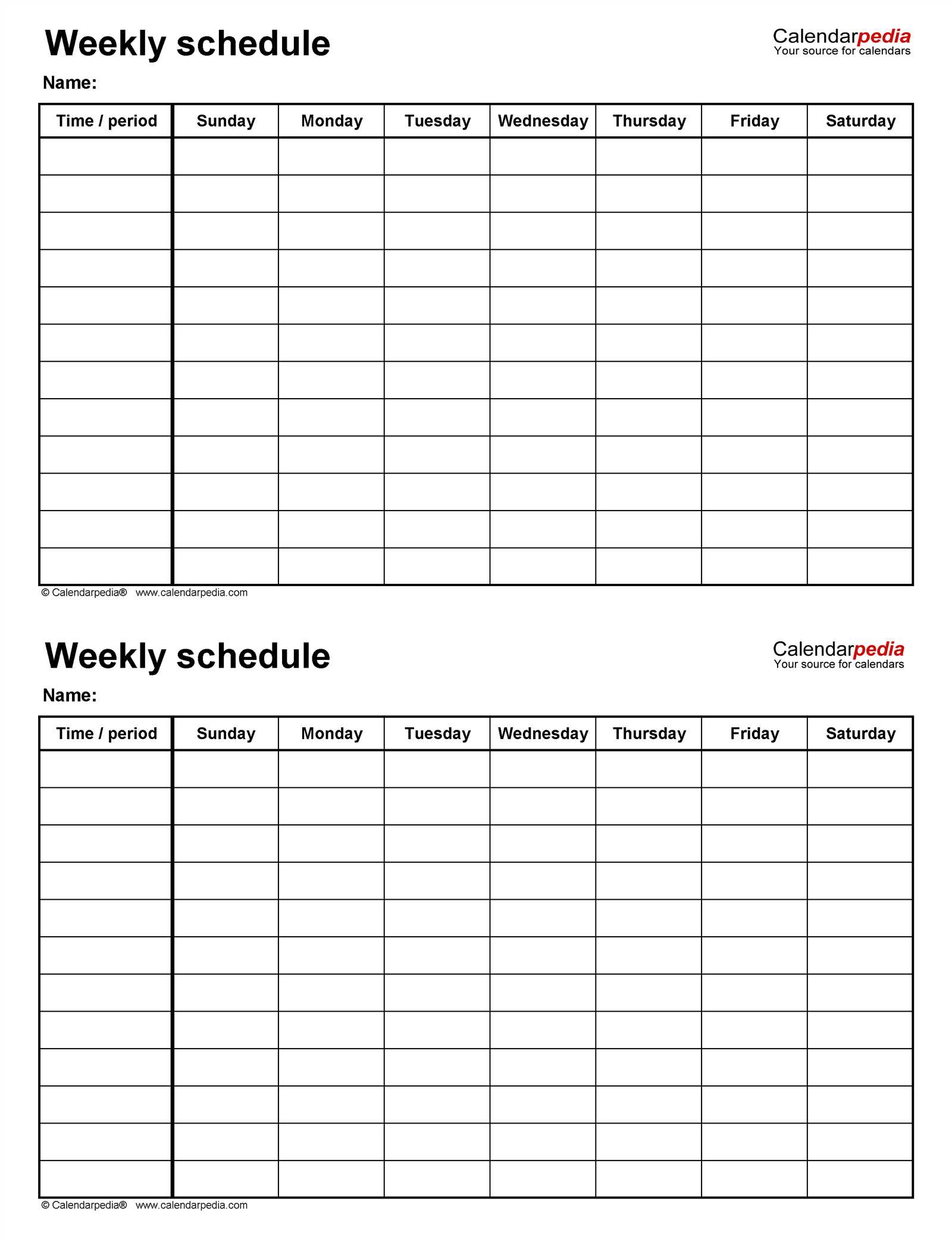 16 week calendar template