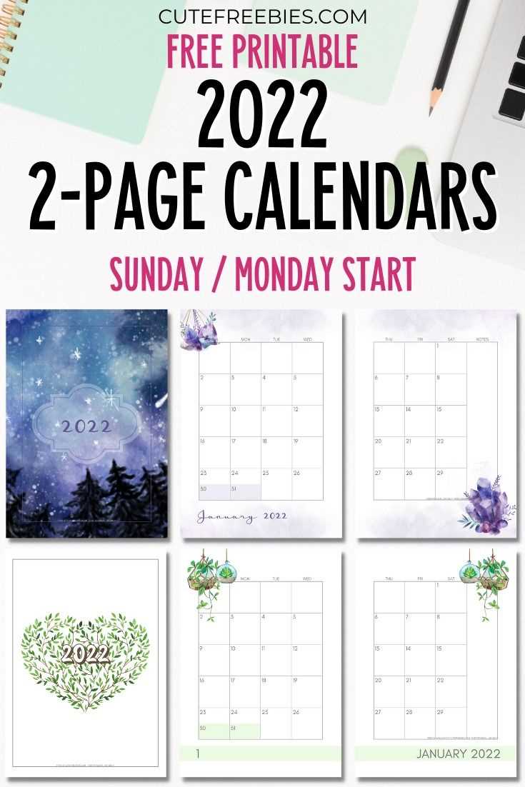 2 page calendar template 2025