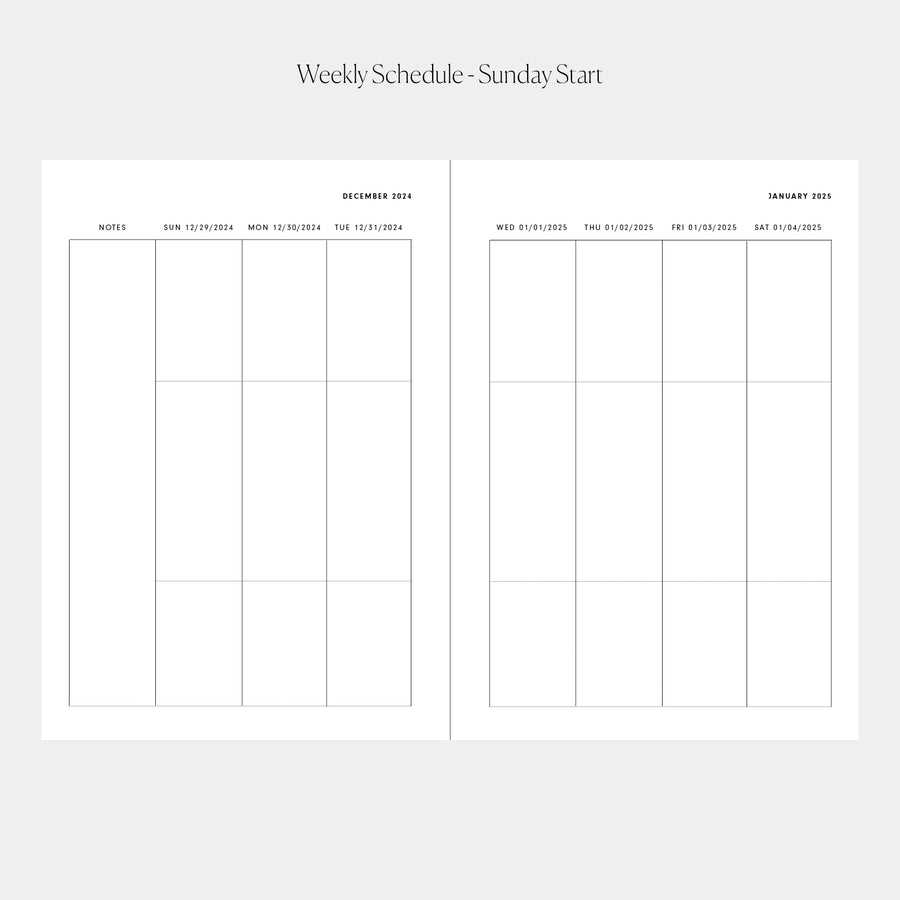 2 page calendar template 2025