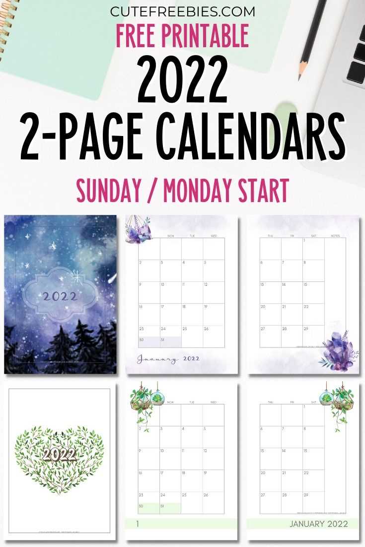 2 page calendar template 2026