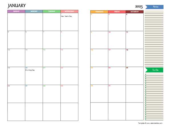 2 page calendar template 2025