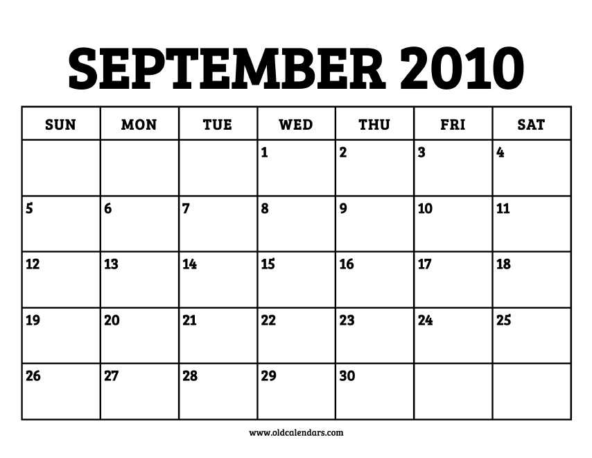 2010 calendar template