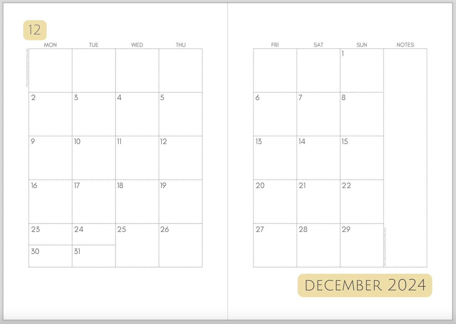 2025 12 month calendar template