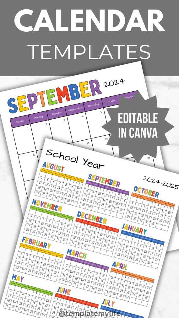 2025 16 academic calendar template