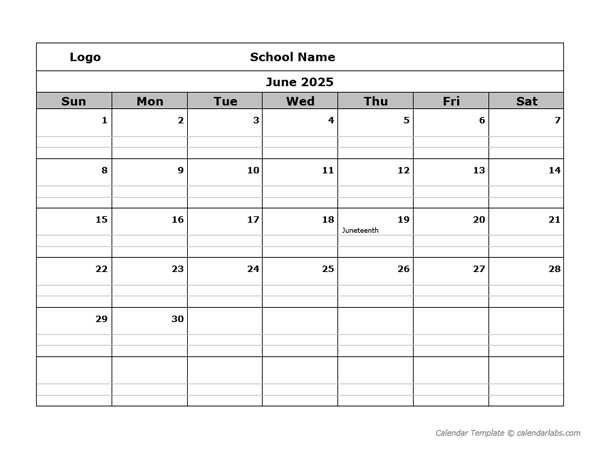 2025 16 academic calendar template