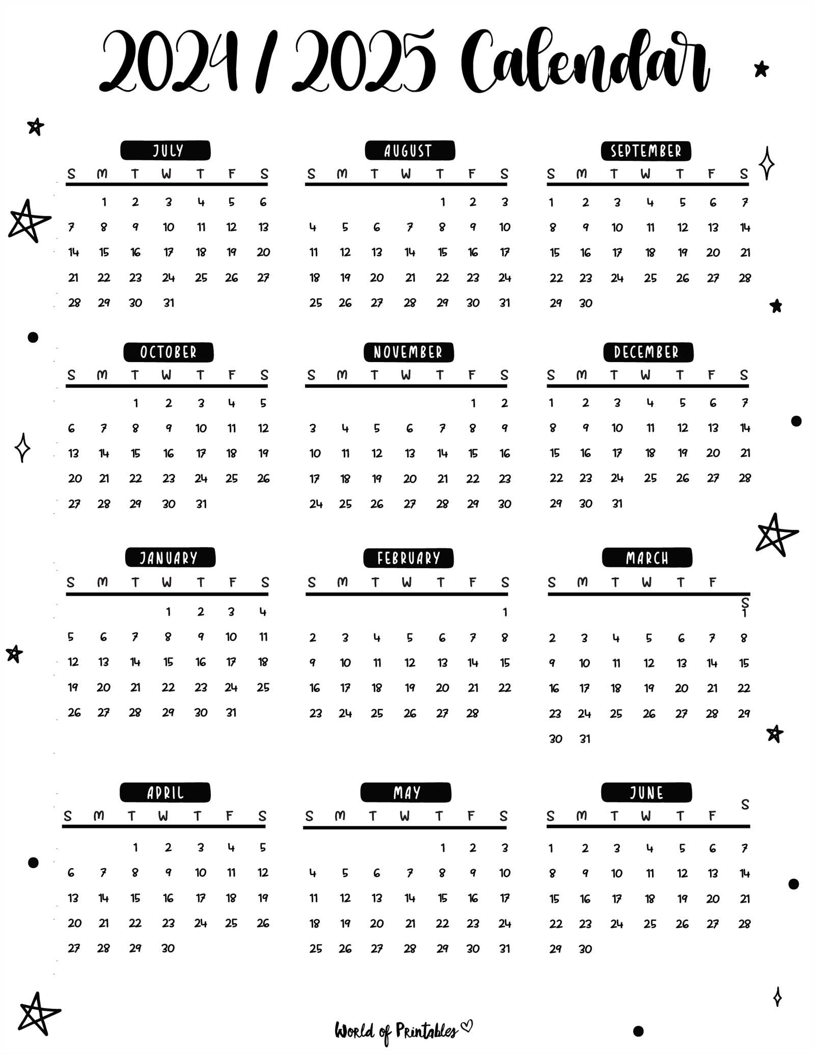 2025 2025 academic calendar template