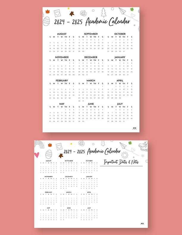 2025 and 2025 academic calendar template