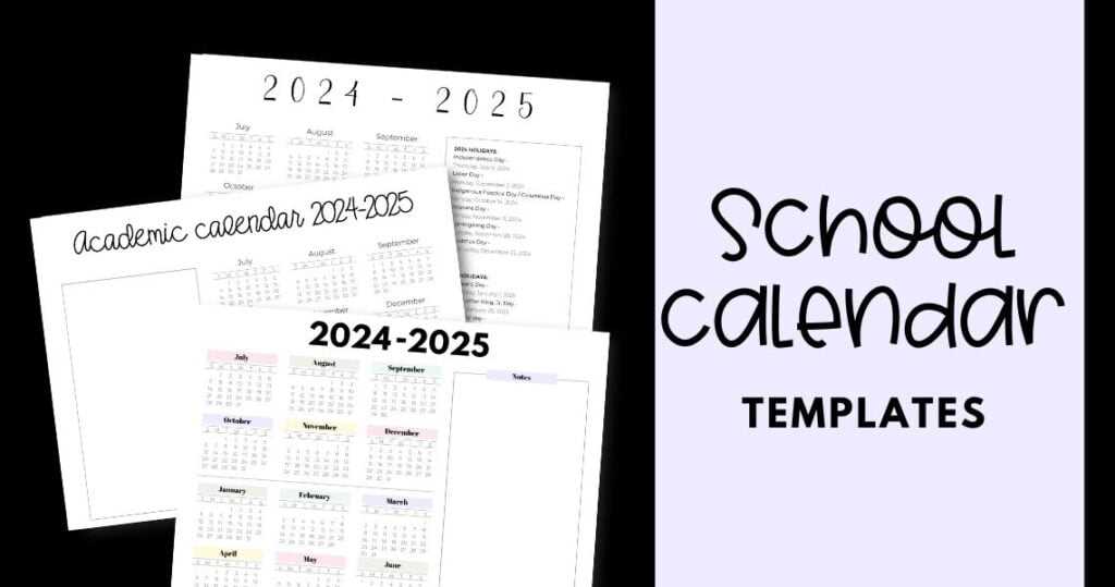 2025 and 2025 school calendar template