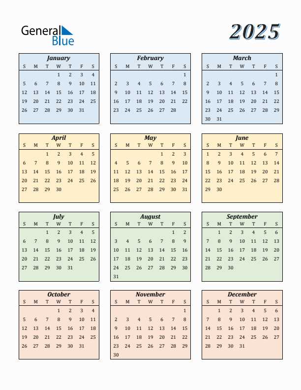 2025 blank calendar template free download