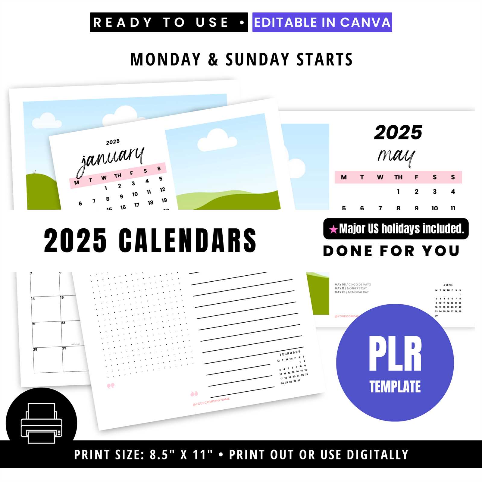 2025 calendar editable template