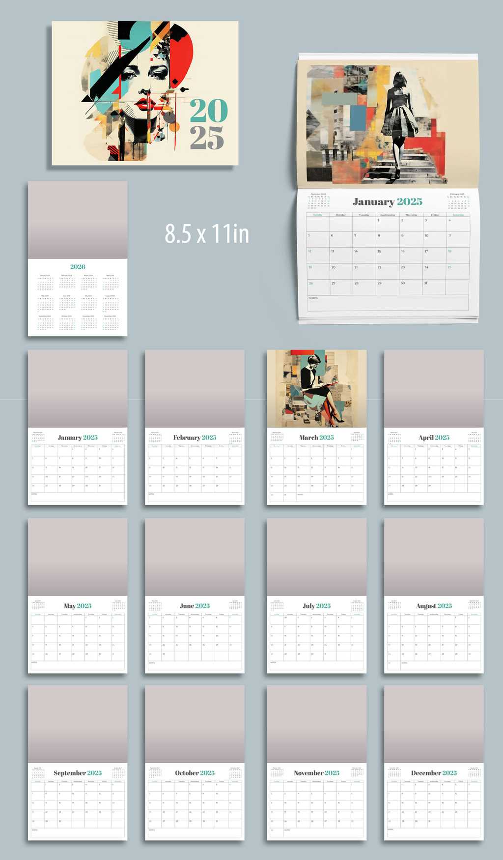 2025 calendar indesign template