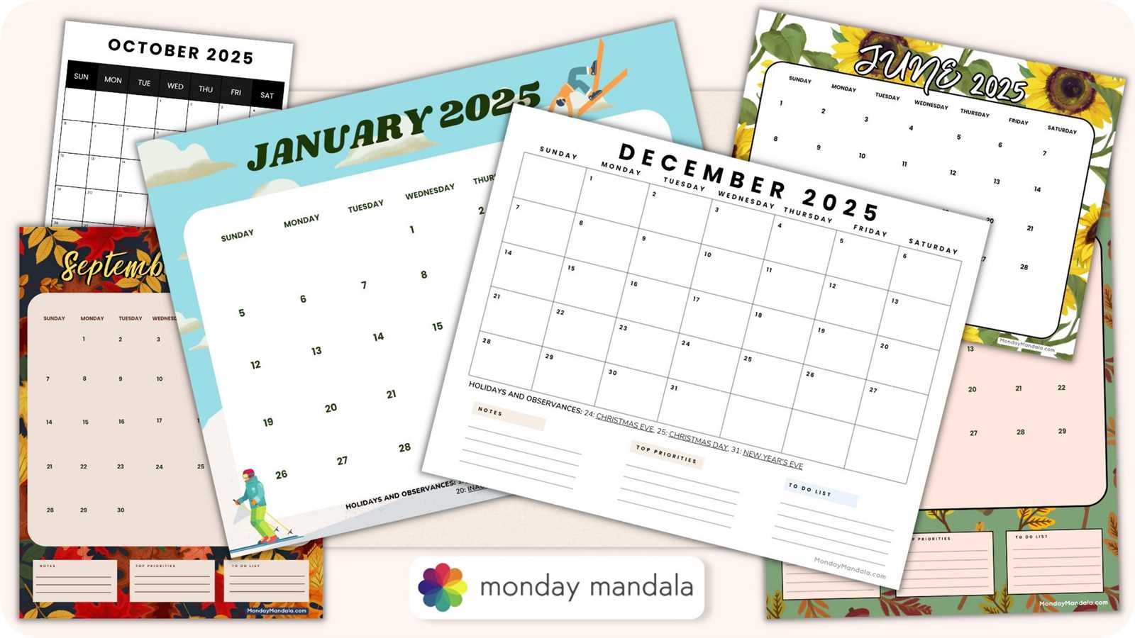 2025 calendar template free printable