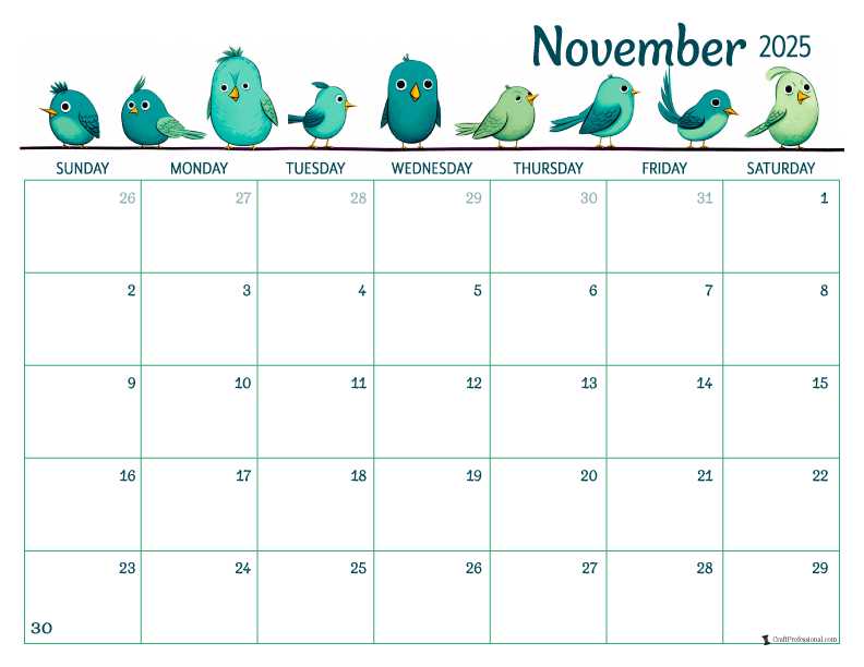 2025 calendar template november