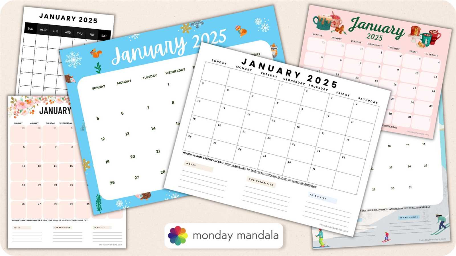 2025 calendar template with holidays printable