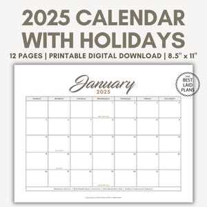 2025 calendar with holidays template