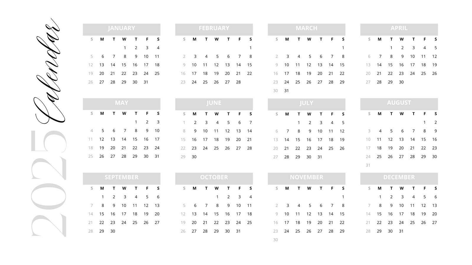 2025 custom calendar template