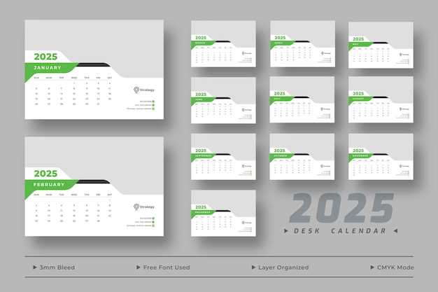 2025 desk calendar template