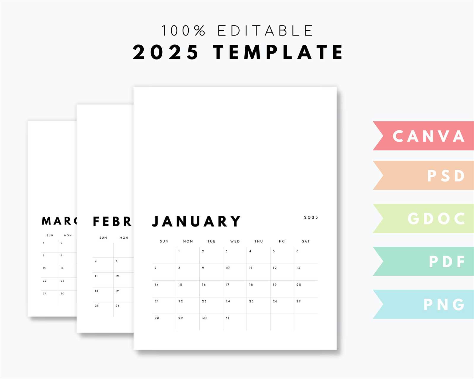 2025 editable calendar template