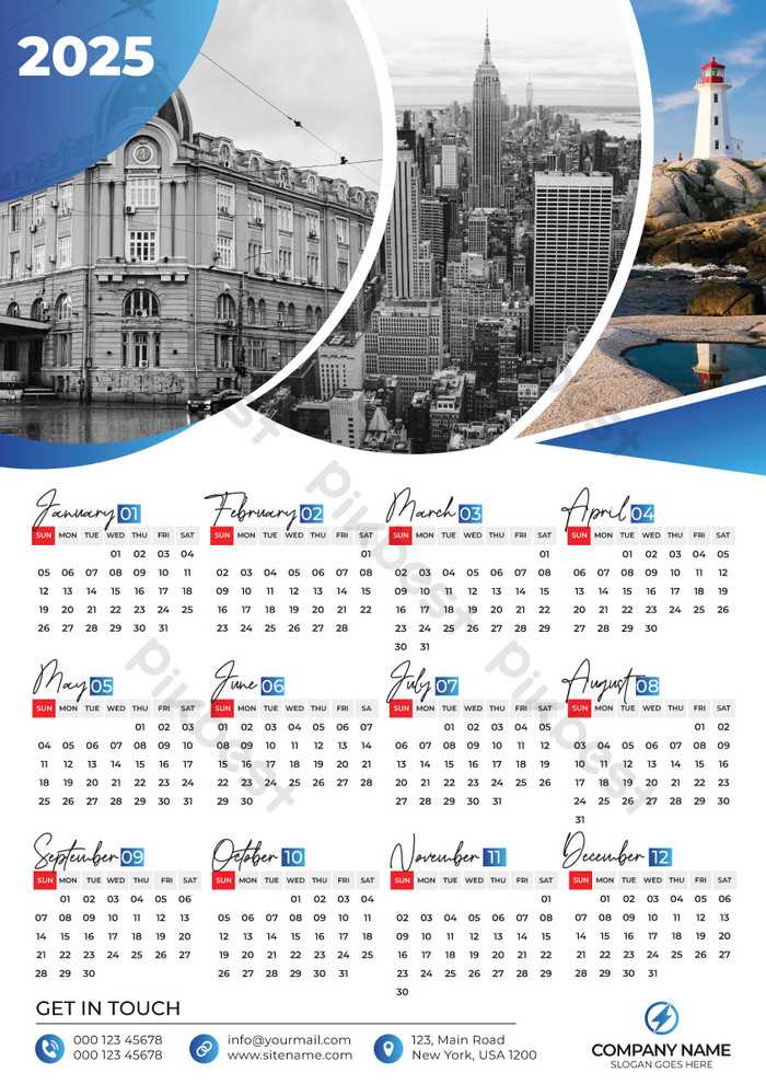 2025 one page calendar template