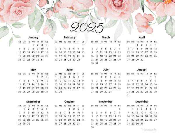 2025 photo calendar template free