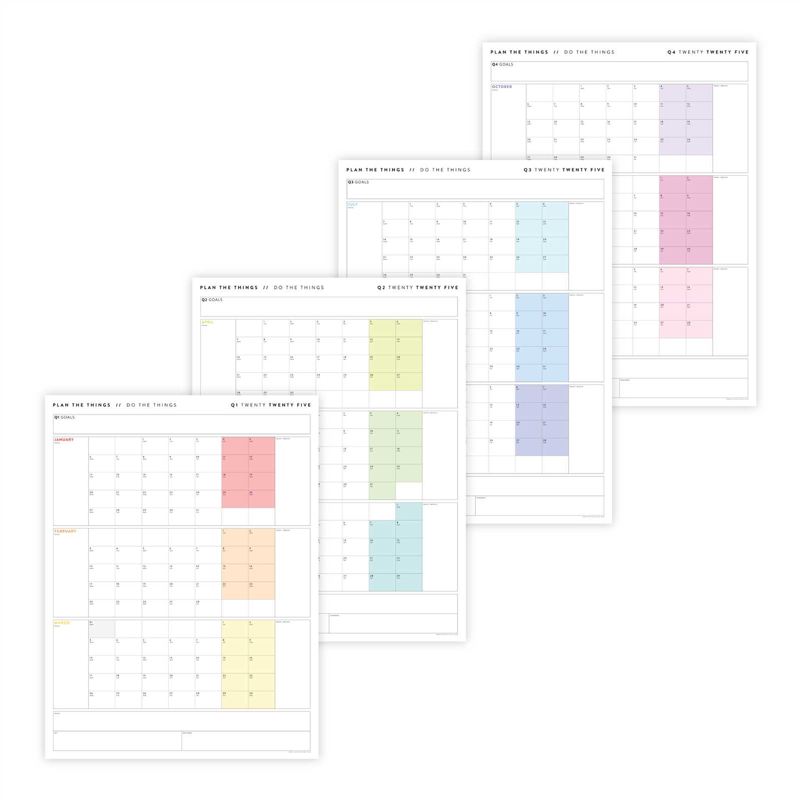 2025 quarterly calendar template