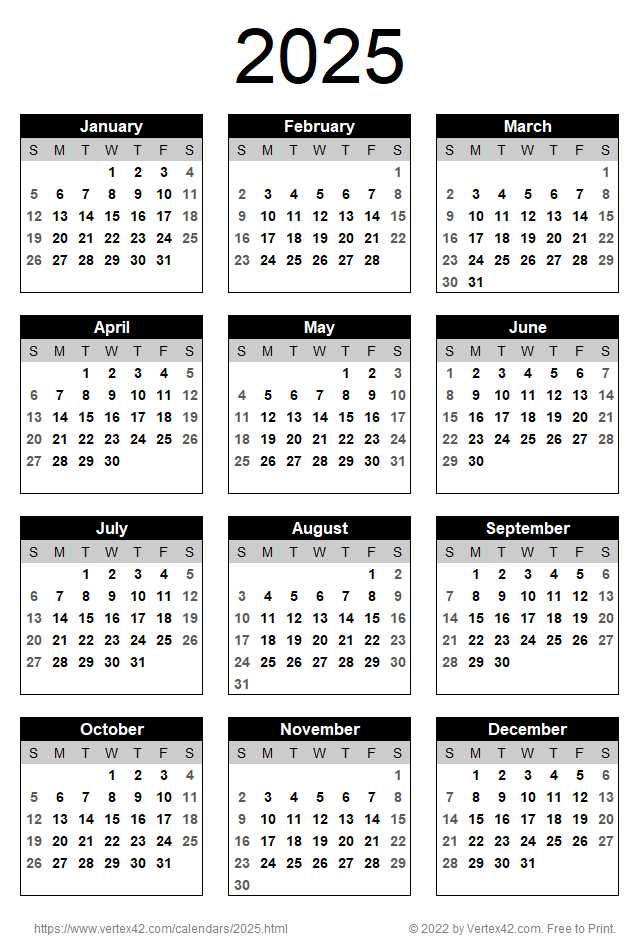 2025 yearly calendar template