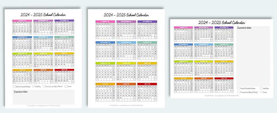 2025 and 2025 school calendar template