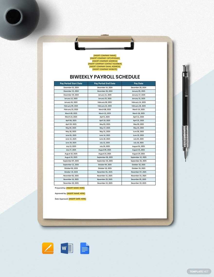 2025 biweekly payroll calendar template