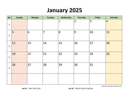 2025 blank calendar template free download