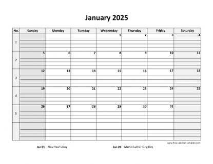 2025 blank calendar template free download