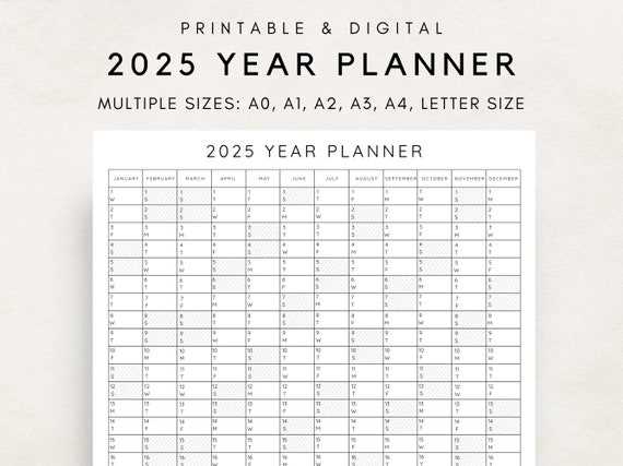 2025 blank yearly calendar template