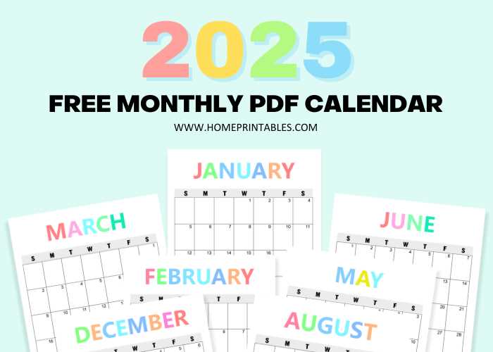 2025 calendar by month template