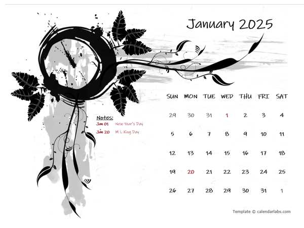 2025 calendar design template