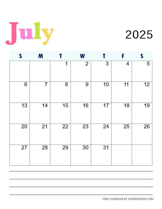 2025 calendar template by month