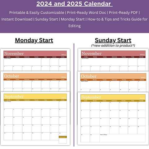 2025 calendar template customizable