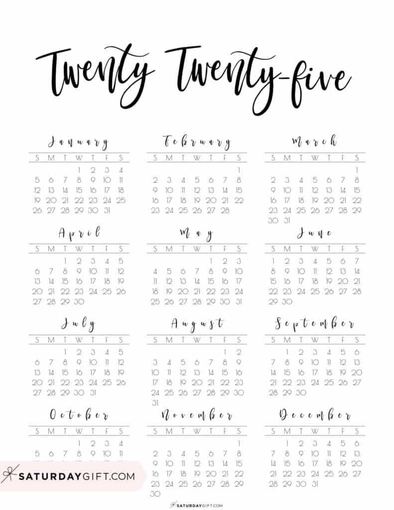 2025 calendar template free printable