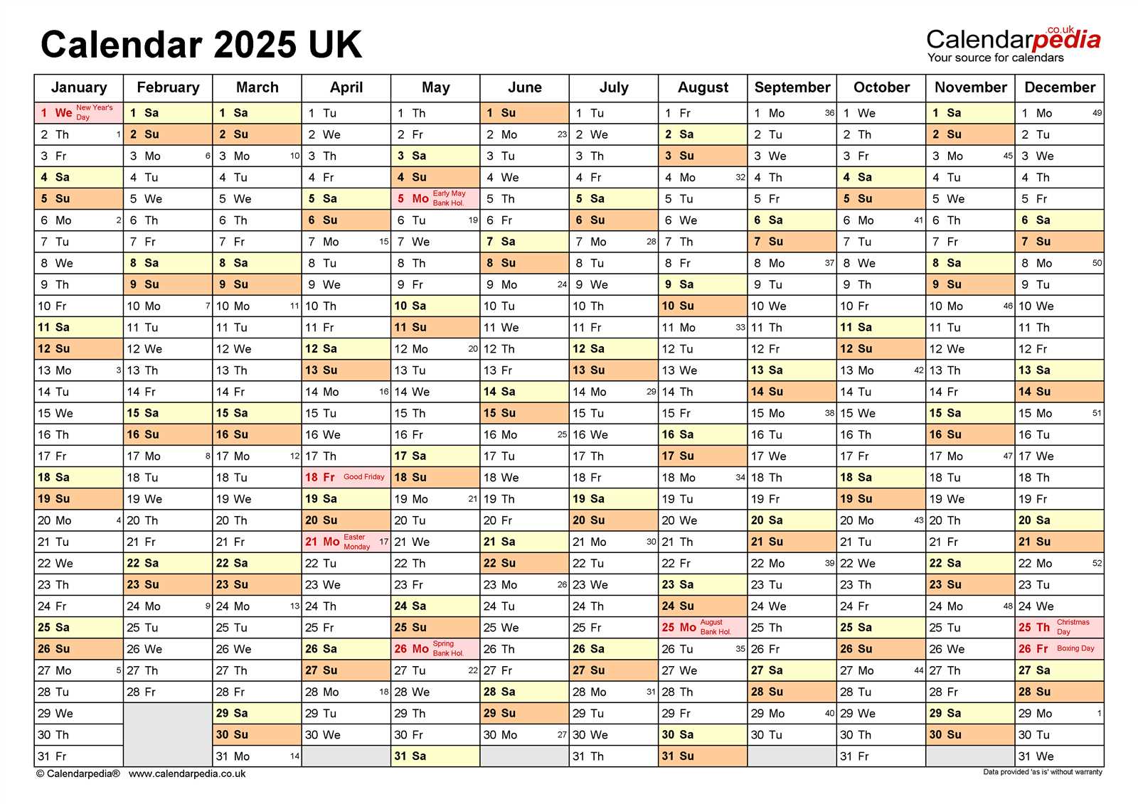 2025 calendar template free