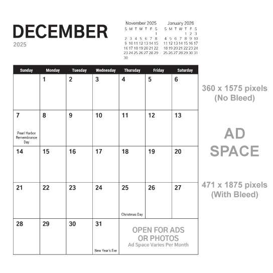 2025 calendar template indesign